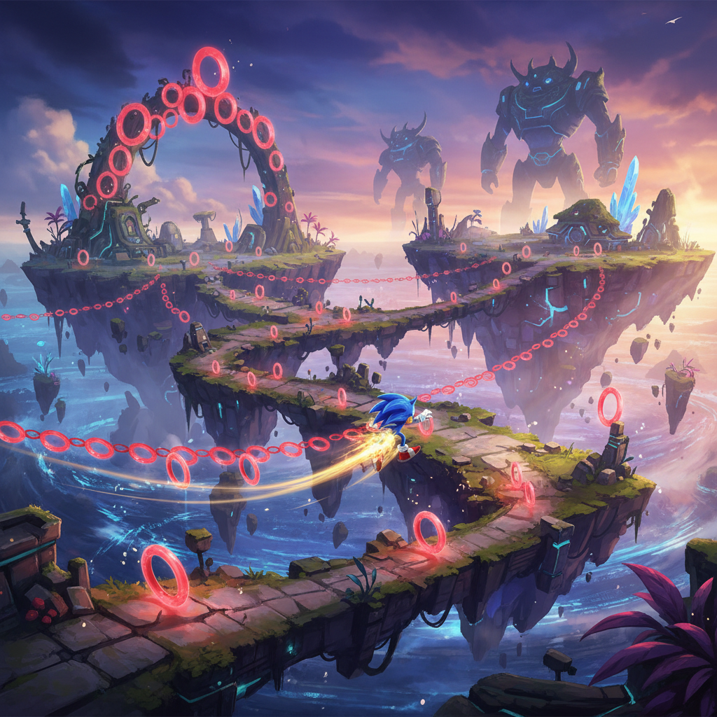 Sonic Frontiers: How to Get All Red Rings on the Starfall Islands — illustration